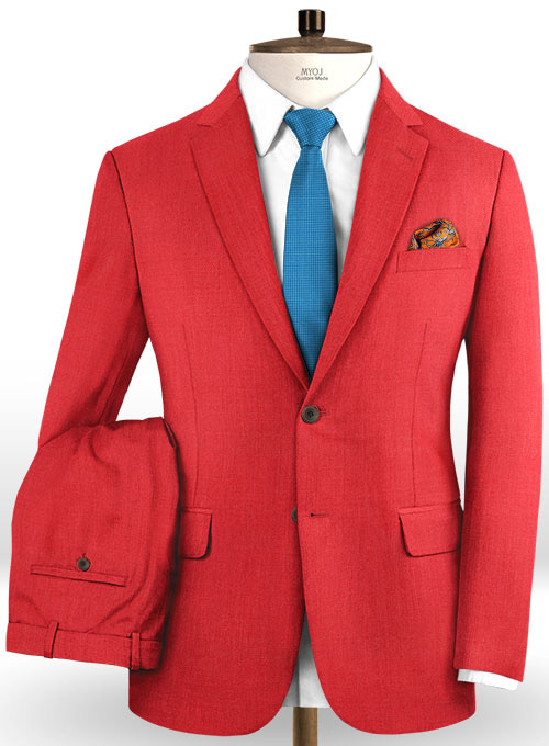 Scabal Scarlet Red Wool Suit
