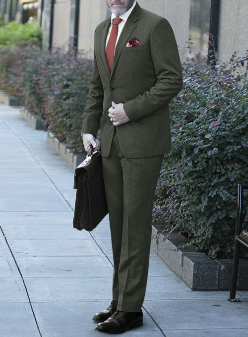 Scabal Seaweed Green Wool Suit - Click Image to Close