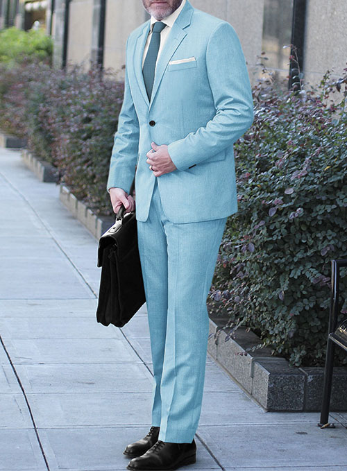 Scabal Sky Blue Wool Suit