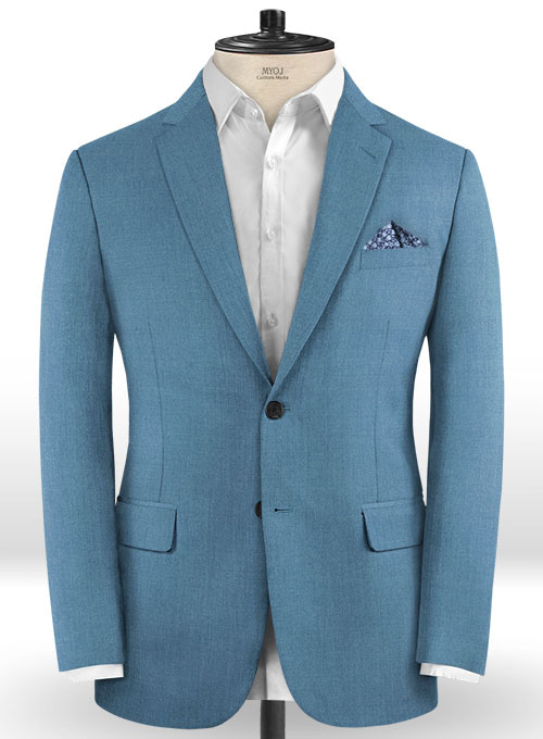 Scabal Steel Blue Wool Suit - Click Image to Close