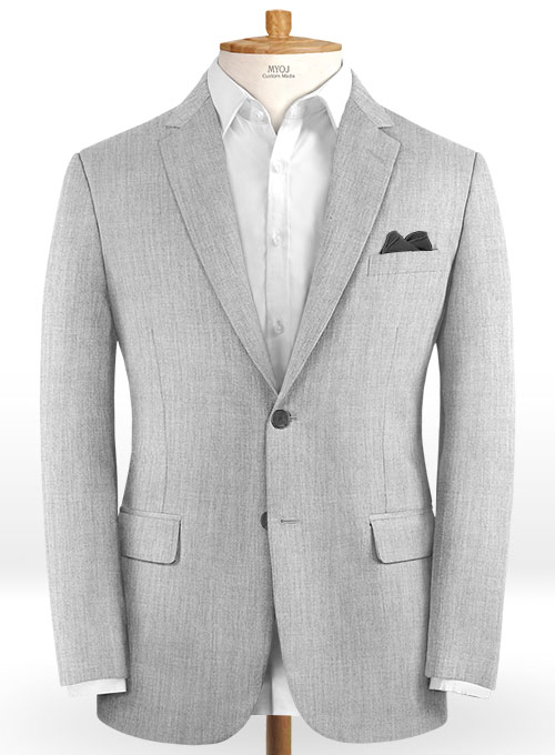 Scabal Worsted Light Gray Wool Suit - Click Image to Close