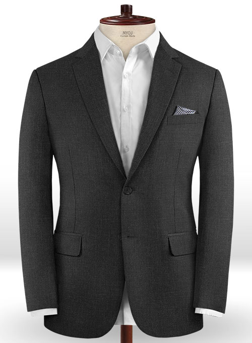 Scabal Worsted Charcoal Wool Suit - Click Image to Close