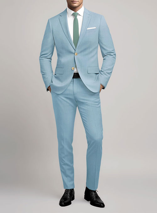 Scabal Sky Blue Wool Suit - Click Image to Close