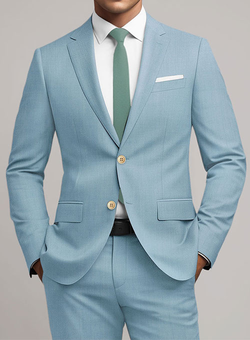 Scabal Sky Blue Wool Suit - Click Image to Close