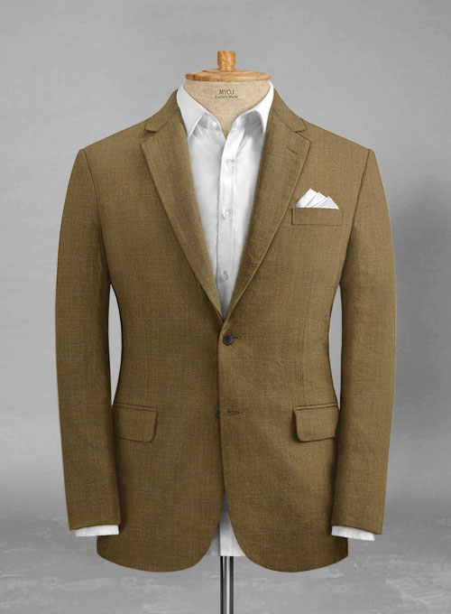 Sepia Brown Pure Linen Suit - Click Image to Close