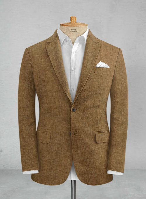 Sepia Brown Pure Linen Suit - Click Image to Close