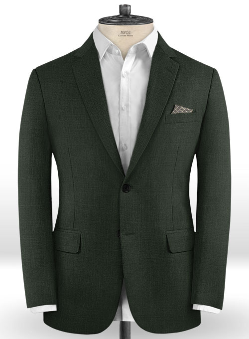 Sharkskin Dark Green Wool Suit