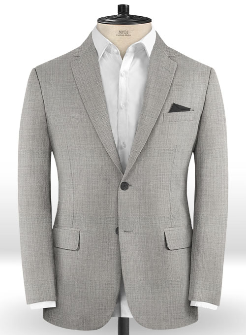 Sharkskin Light Gray Wool Suit
