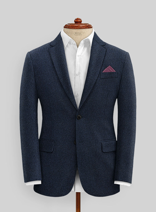 Showman Blue Herringbone Tweed Suit - Click Image to Close