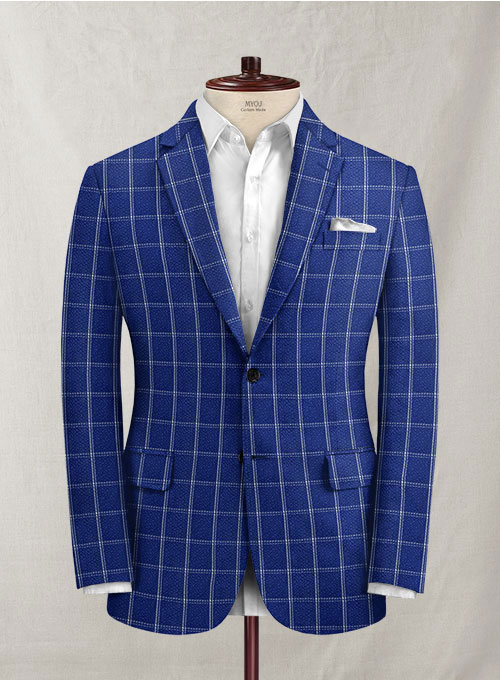 Solbiati Cobalt Blue Checks Seersucker Suit - Click Image to Close
