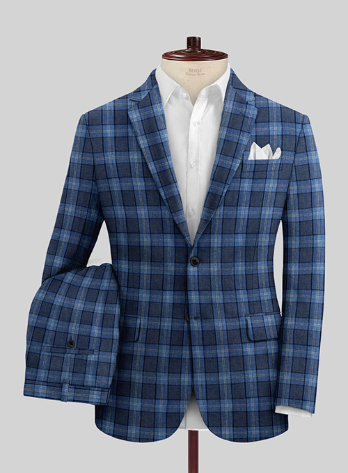Solbiati Blue Glen Linen Suit