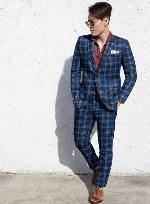 Solbiati Blue Glen Linen Suit