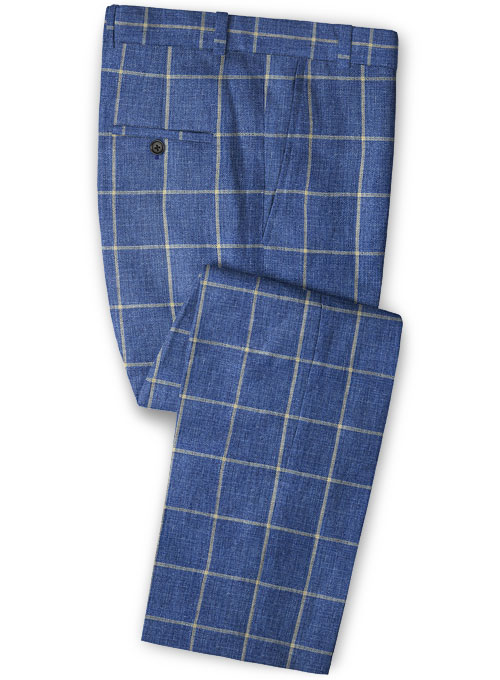 Solbiati Blue Windowpane Linen Suit