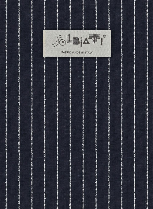 Solbiati Dark Blue Stripes Linen Suit - Click Image to Close