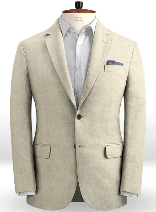 Tropical Beige Pure Linen Suit : Made To Measure Custom Jeans For