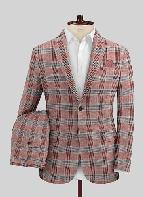 Solbiati Wine Checks Linen Suit