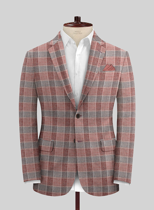 Solbiati Wine Checks Linen Suit - Click Image to Close