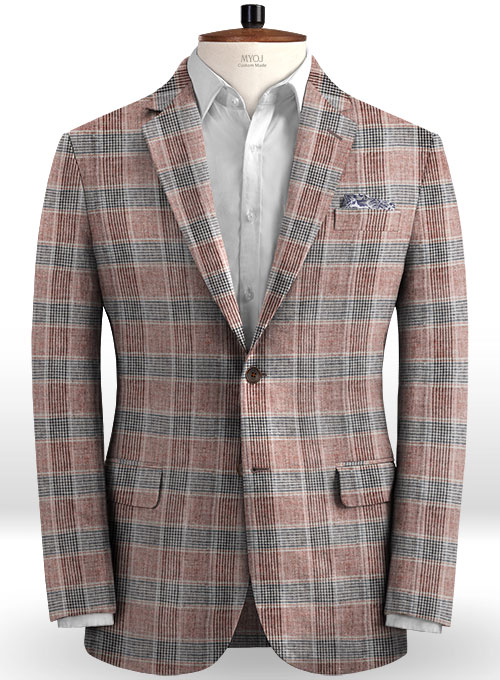 Solbiati Wine Checks Linen Suit - Click Image to Close