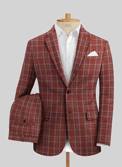 Solbiati Wine Square Linen Suit