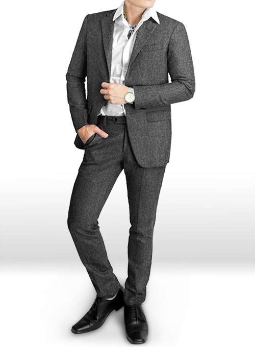 Stone Charcoal Tweed Suit - Click Image to Close