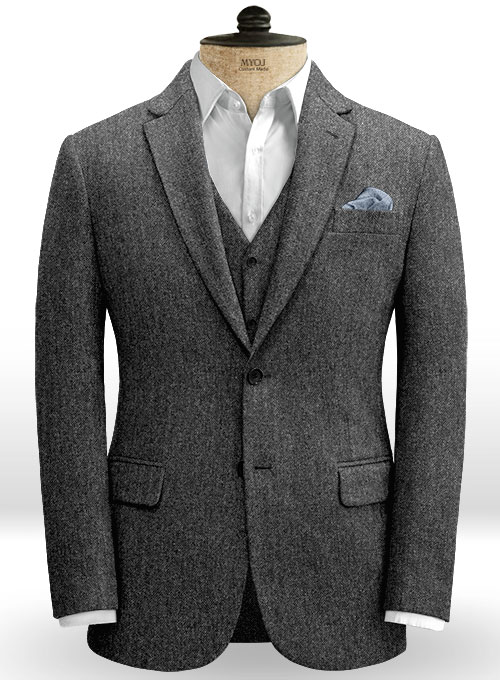 Stone Charcoal Tweed Suit - Click Image to Close