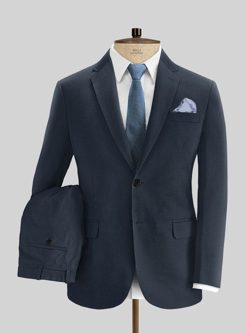 Stretch Summer Weight Navy Blue Chino Suit
