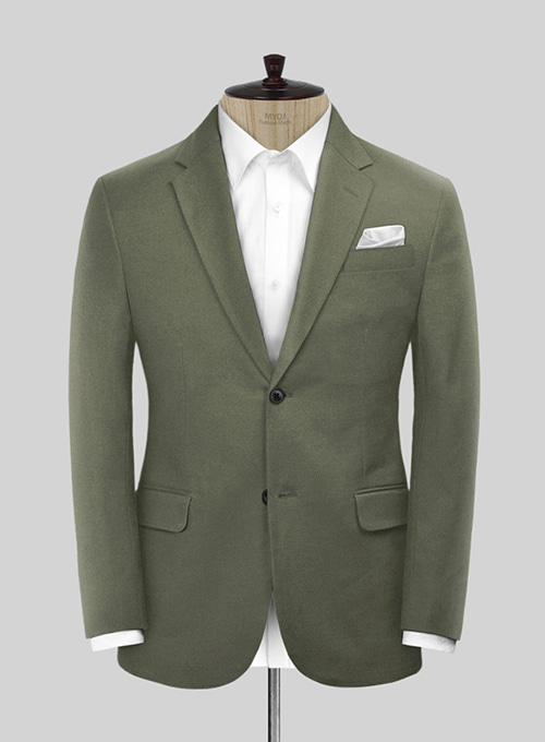 Stretch Summer Olive Green Chino Suit - Click Image to Close