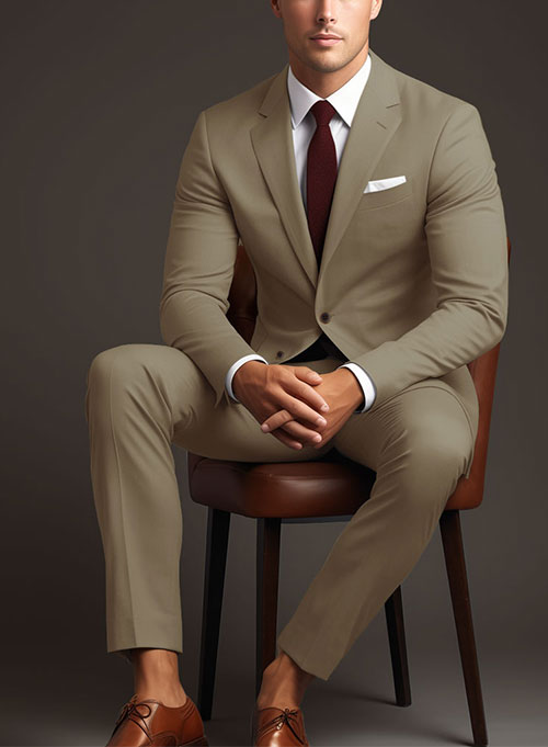 Stretch Summer Khaki Chino Suit - Click Image to Close