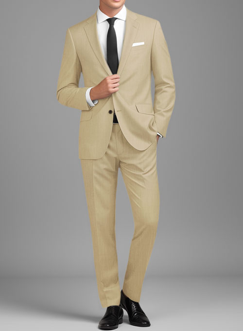 Stretch Beige Wool Suit