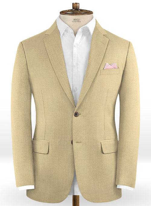 Stretch Beige Wool Suit - Click Image to Close