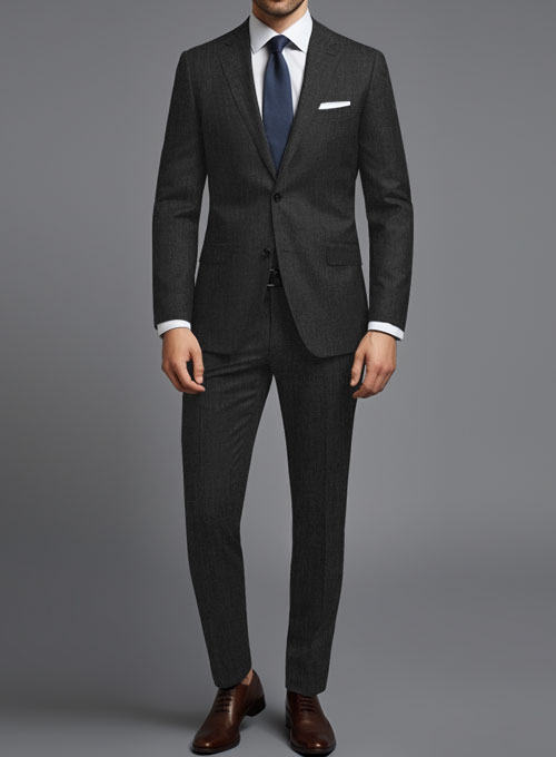 Stretch Charcoal Wool Suit