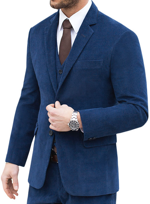 Stretch Cobalt Blue Corduroy Suit