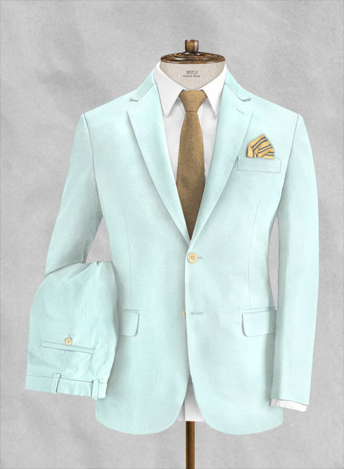 Stretch Summer Weight Sea Blue Chino Suit