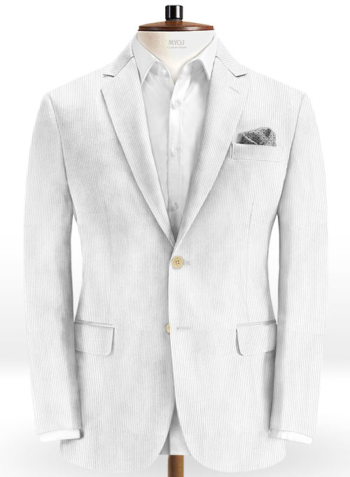 Stretch White Corduroy Suit