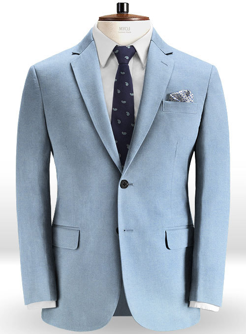 Stretch Summer Weight River Blue Chino Suit