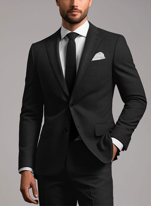 Stretch Black Wool Suit