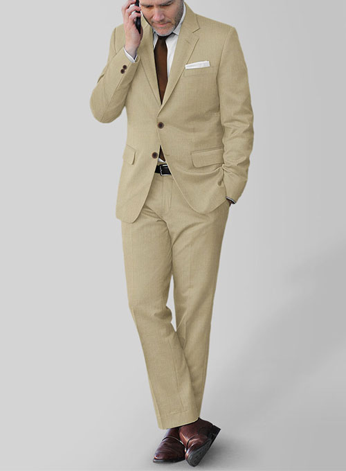 Stretch Khaki Wool Suit - Click Image to Close