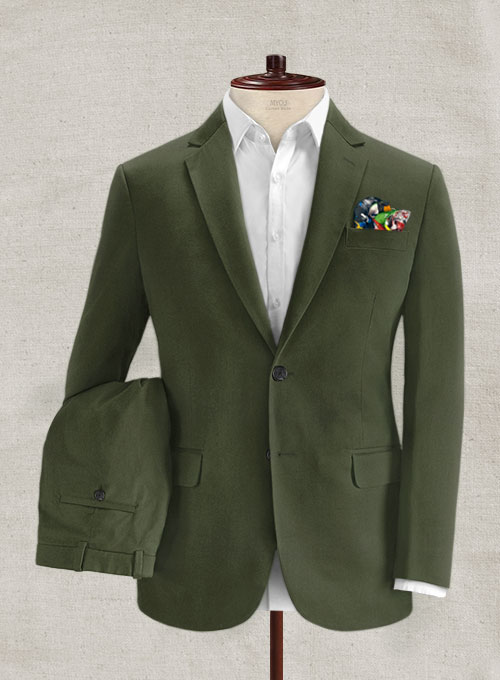 Stretch Summer Weight Olive Green Chino Suit