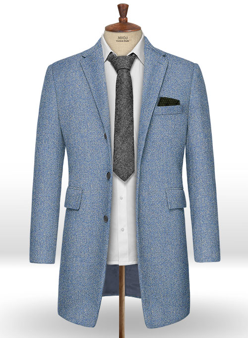 Tom Blue Tweed Overcoat