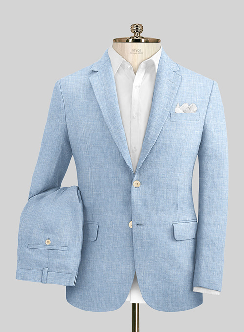 Tropical Blue Pure Linen Suit : Made To Measure Custom Jeans For Men &  Women, MakeYourOwnJeans®