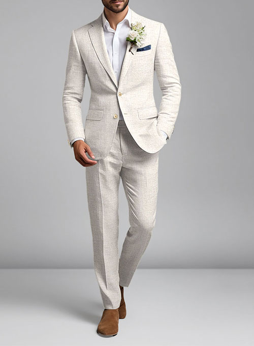 Tropical Beige Pure Linen Suit - Click Image to Close