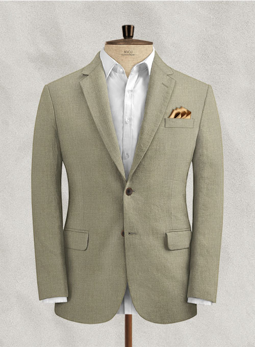 Sage Green Pure Linen Suit - Click Image to Close