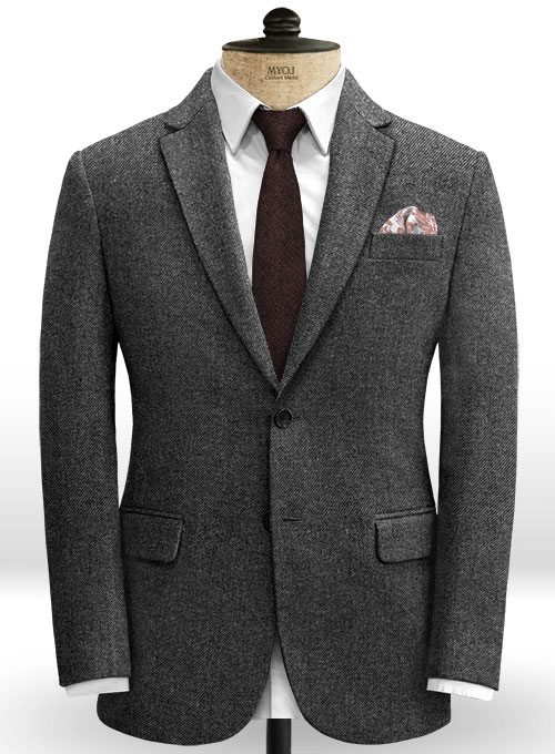 Vintage Dark Gray Weave Tweed Suit - Click Image to Close