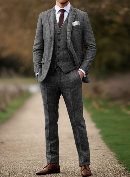 Vintage Gray Macro Weave Tweed Suit