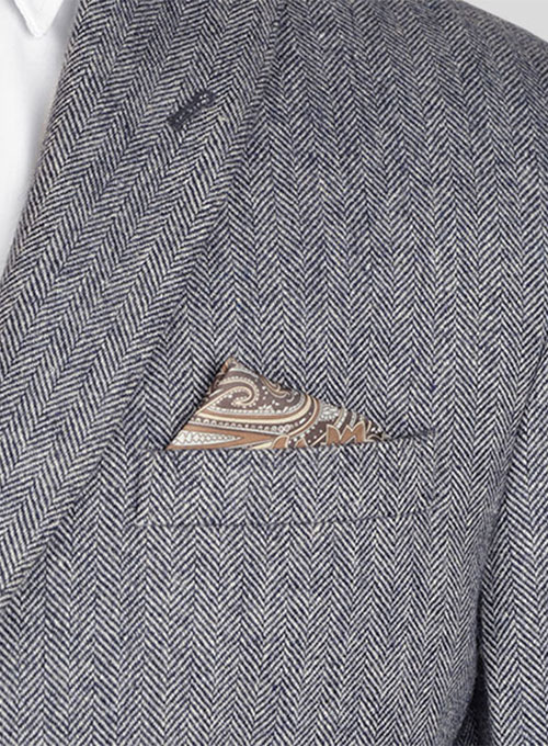 Vintage Herringbone Blue Tweed Jacket - Click Image to Close