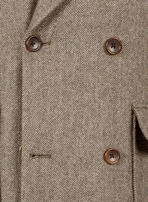 Musto Vintage Dark Brown Herringbone Tweed Overcoat - Click Image to Close