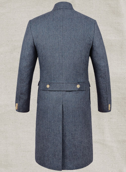 Musto Vintage Herringbone Blue Tweed Overcoat - Click Image to Close