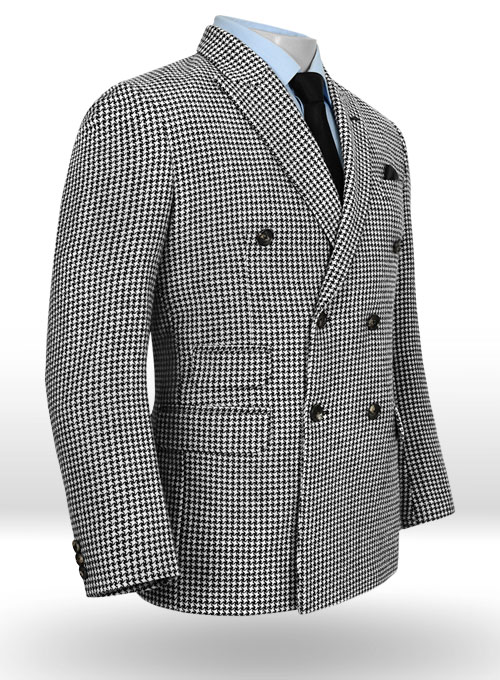 Vintage Houndstooth Tweed Double Breasted Jacket