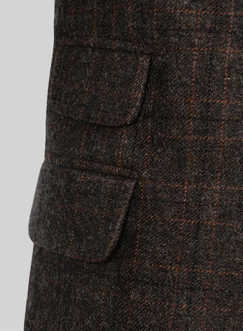 Vintage Jones Dark Brown Checks Tweed Jacket