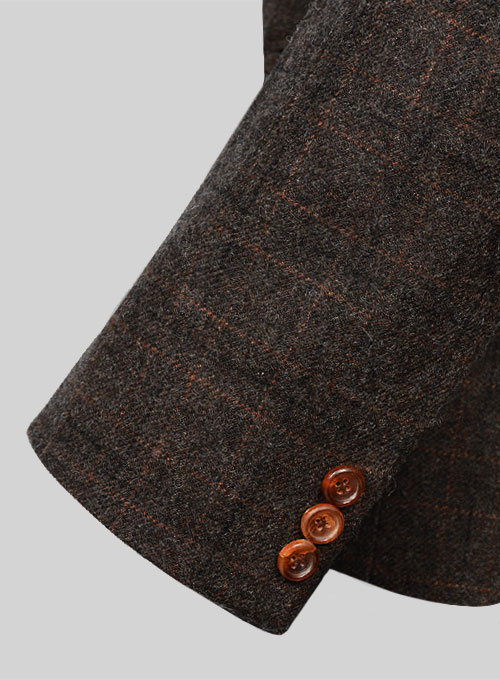 Vintage Jones Dark Brown Checks Tweed Jacket